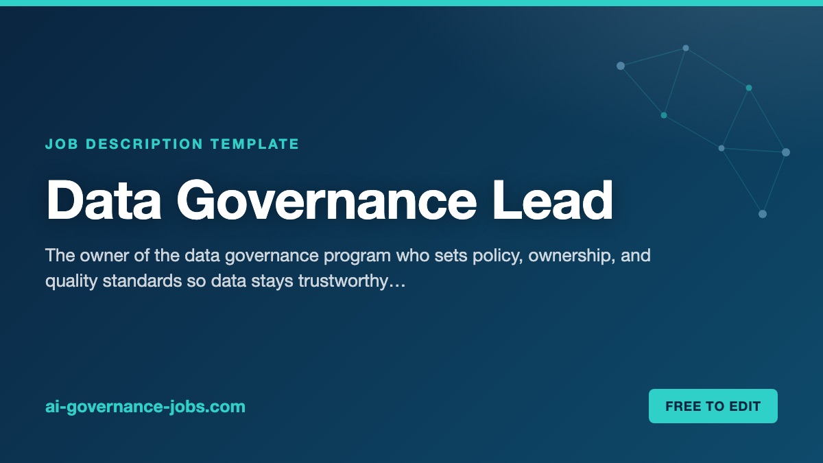 Data Governance Lead job description template