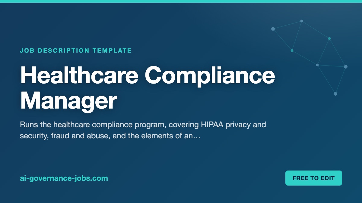 Healthcare Compliance Manager job description template