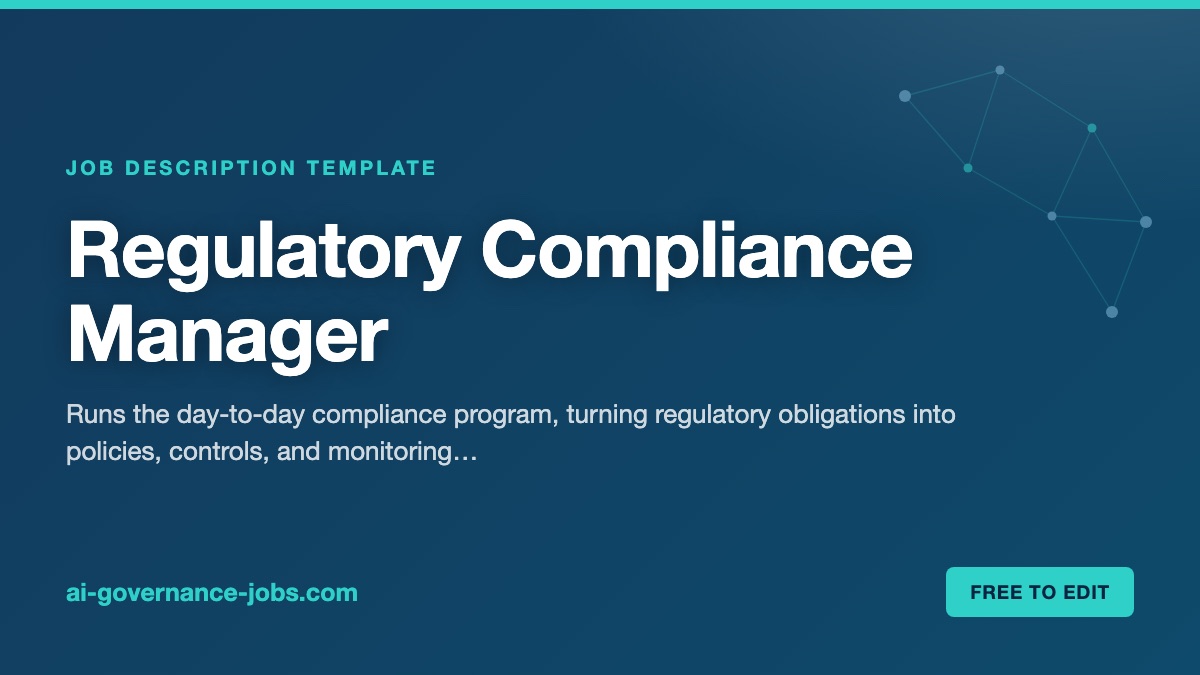 Regulatory Compliance Manager job description template